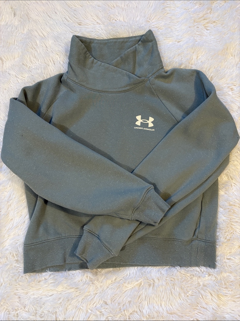 Under Armour Soft Green and White Speck Pullover with Funnel Neck